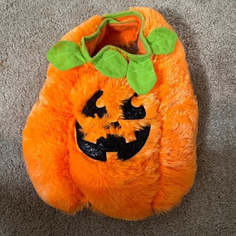 SIMPLY DOG Orange Plush Halloween "PUMPKIN" Puppy/Dog pumpkin Costume